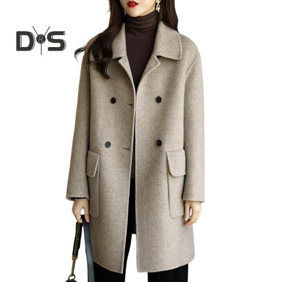 

Женская куртка с отложным воротником, длинными рукавами, двубортная ветровка, свободные карманы, средняя длина, для путешествий и поездок на работу, пальто M абрикосовый