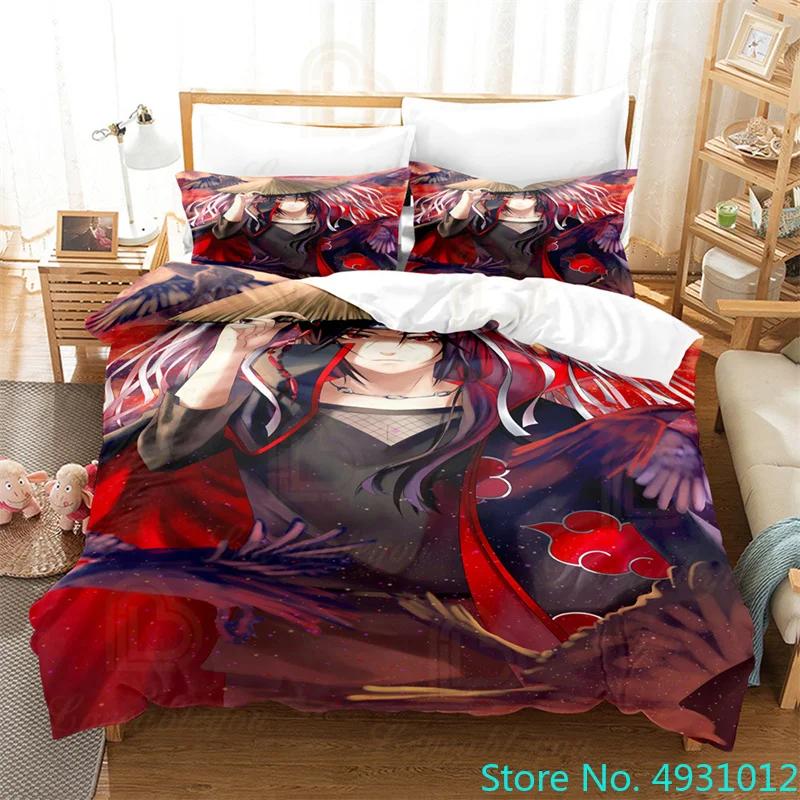 Kids Uzumaki Naruto Uchiha Sasuke Bedding Set Duvet Cover Quilt Cover Pillowcase Double King Size Bedroom Bed Cover Decoration