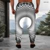 Men s Plus Size Black White Geometric Printed Drawstring Cuffed Ankle Jogger Pants With Side Pockets