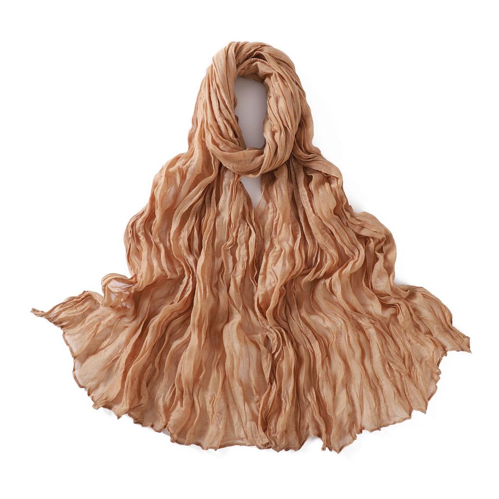 Autumn New Crumpled Scarf For Women Girls Students Solid Color Cotton Voile Thin Scarves Soft Knitting Shawl Female Wrap Shawls