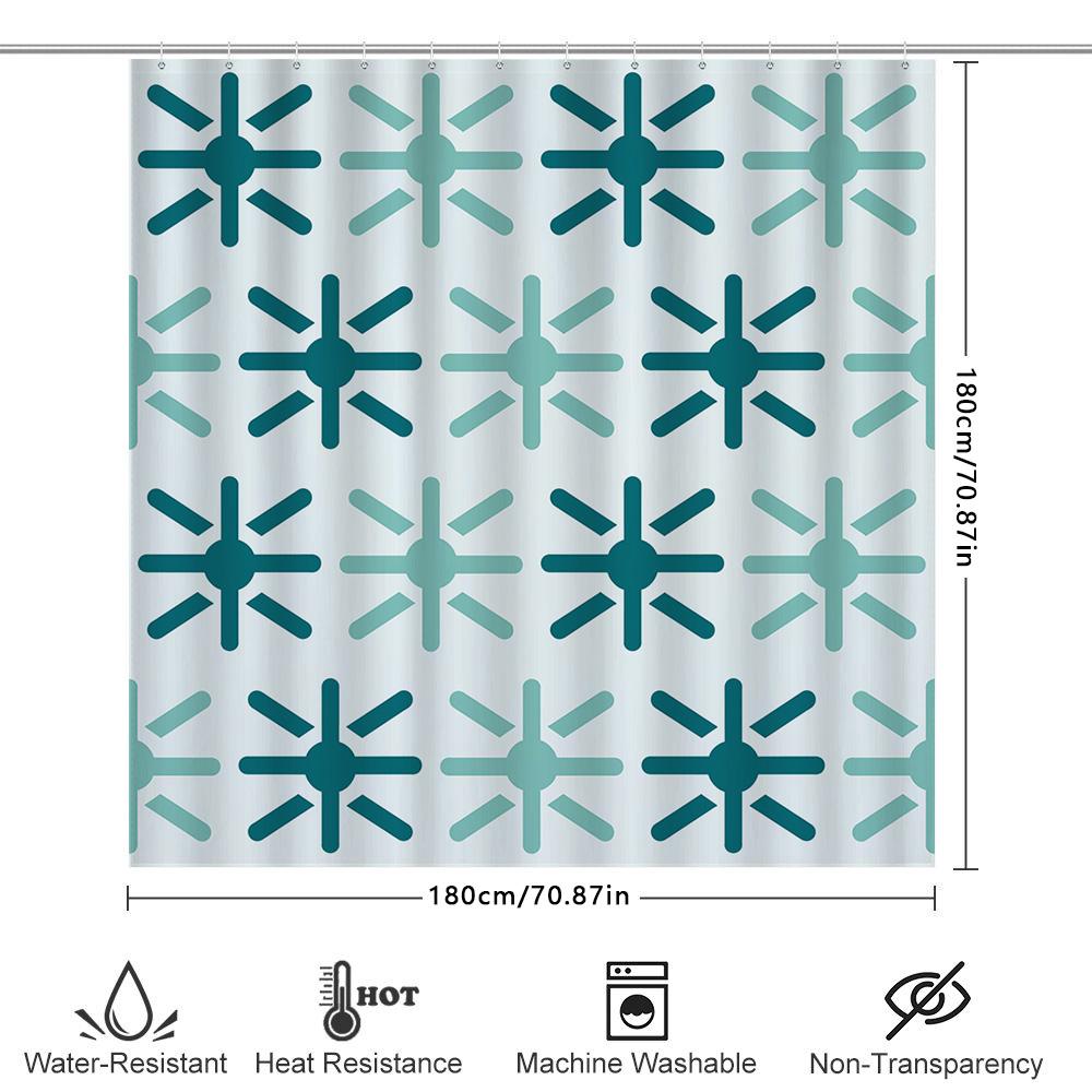 New Creative Blue Snowflake Pattern Shower Curtain Waterproof Bathroom Decor Home Decoration Shower Rug Cover Size 72X84Inches (