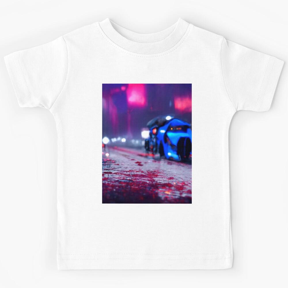 Rainny Days and Blue Car at Cyber Highway Kids T-Shirt 170