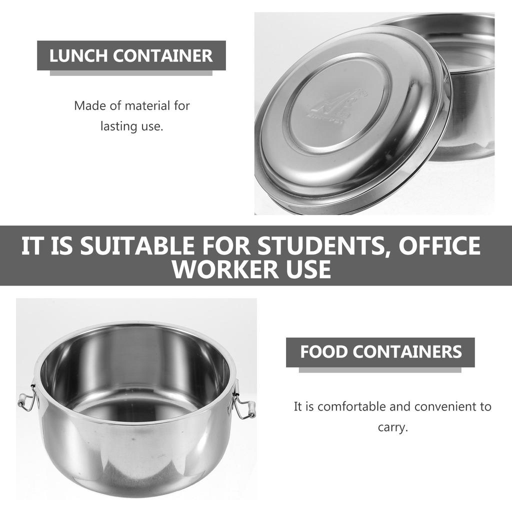 Double Layer Stainless Steel Thermal Lunch Box 14Cm Insulated Food Container for Students Office Workers Picnic Home School