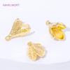 18K Gold Plated Brass Flower Bud Beads Caps with Pearl Mounting Connectors,Bail For Jewelry,DIY Necklace Making Accessories