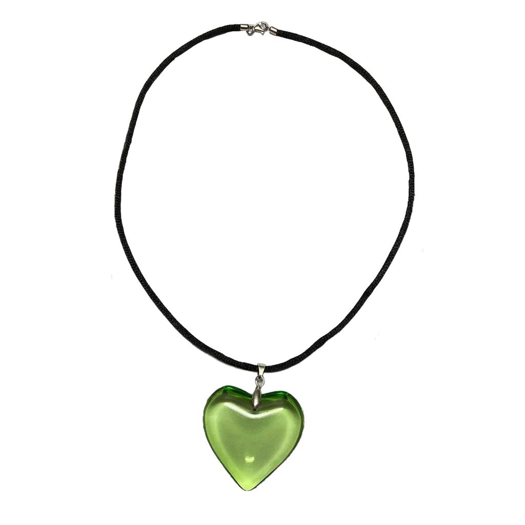 Collana Grande Cuore d'Amore Ciondolo Catena Clavicola Punk Catena Nera in Corda Ciondolo in Vetro Collana Choker Ornamento di Compleanno