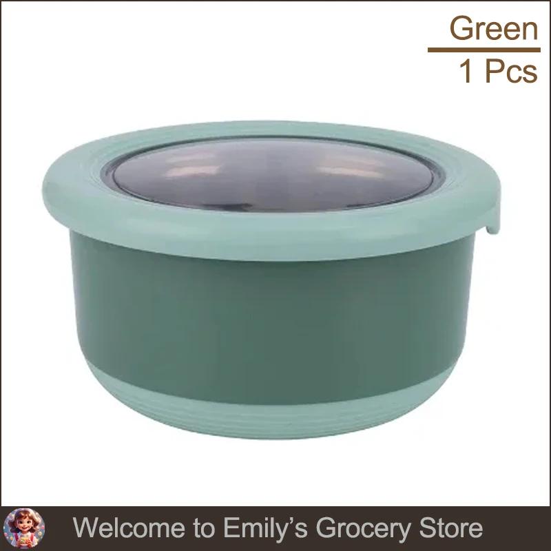 Stainless Steel Fresh-keeping Box Food Sealing Bowl Anti-scalding Lunch Box with Lid Kitchen Food Sealing Bowl Fresh-keeping Box 220ml зелёный