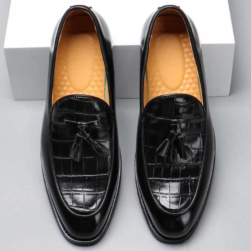 Modisch Trendige Neue Quasten-Loafer Neue Herren Alligator Muster Lackschuhe Designer Formell Hochzeitskleid Heimkehr Schuhe