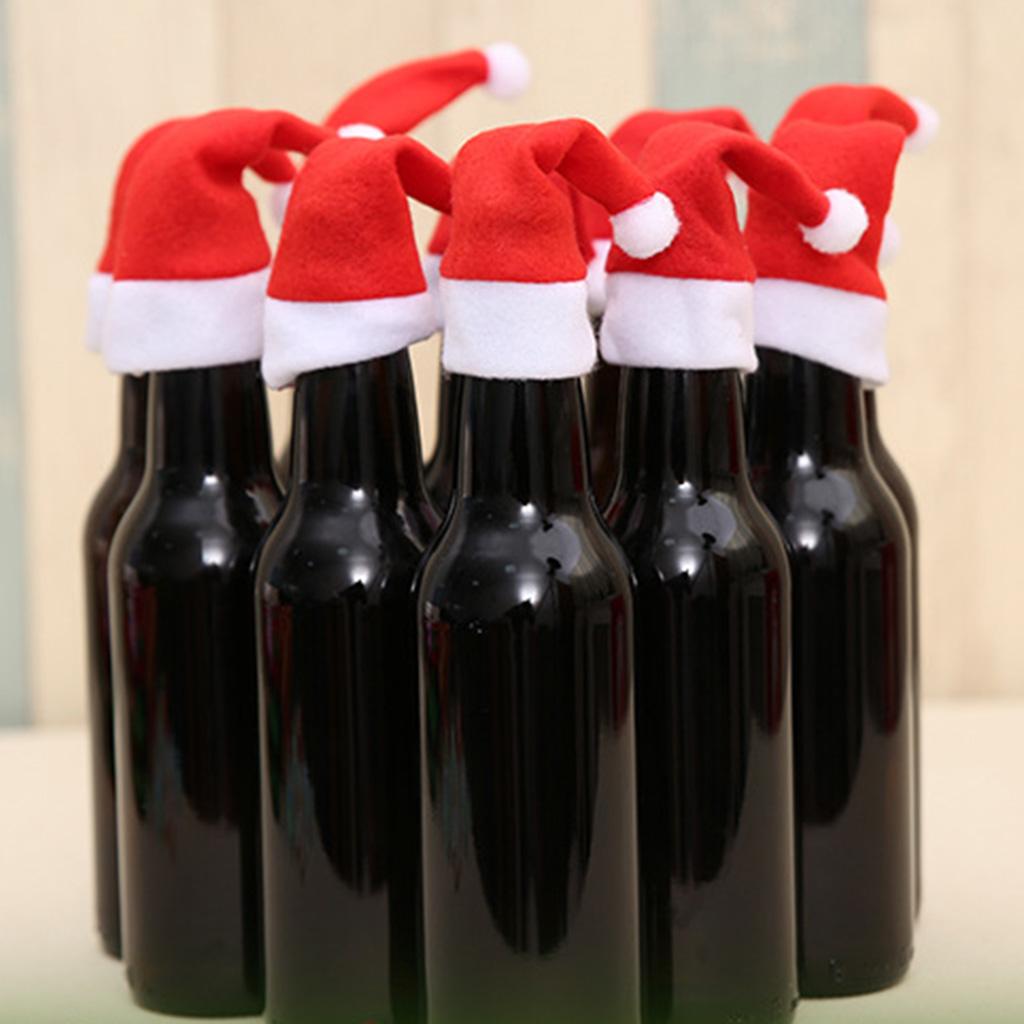 10Pack Christmas Tableware Decorations Wine Bottle Caps Knife and Fork Cloth Bag