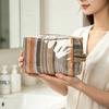 Imitation Straw Weave Pattern Portable Cosmetic Bag Waterproof Large Capacity Travel Toiletry Organizer Smooth Zipper