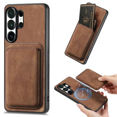 2 In 1 Magnetic Retro Cards Solt Leather Wallet Case For Samsung S25 Ultra S24 Plus S23 A16 A56 A36 A06 A17 A07 Skin Feel Cove