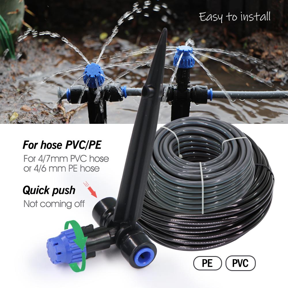 8-holes Drippers with Stake 180° Bend Adjustable Sprinklers Quick Insert Slip Lock Sprayer Garden Irrigation Watering Supplies