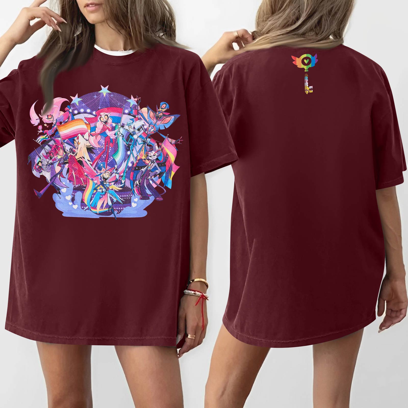 

Женская футболка с круглым вырезом и короткими рукавами с принтом XXXXL винный