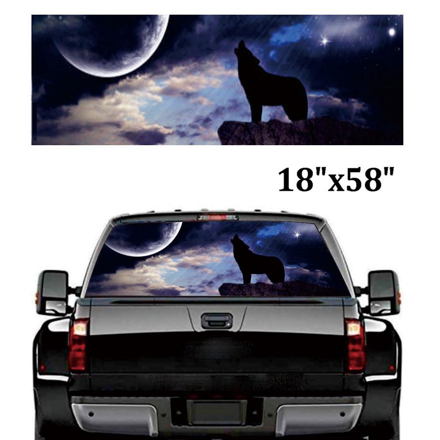 Car Truck SUV RearWindow Sticker Starry Sky Wolf Graphic Decal
