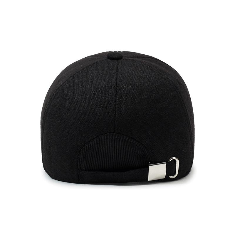 New Hat Middle-Aged Men'S Woolen Baseball Cap Thickened Ear Protector Winter Middle-Aged And Elderly Peaked Cap Dad Hat