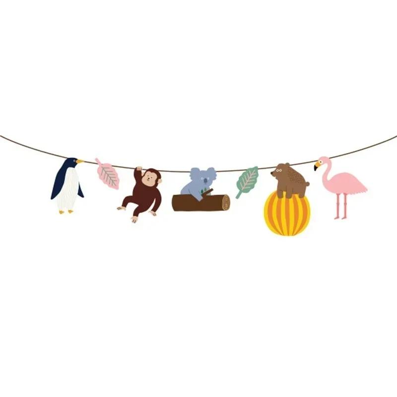 Home Decoration Accessories Rainforest Animals Birthday Party Bunting Decorations Festive Party Paper Photo Prop Small Tools