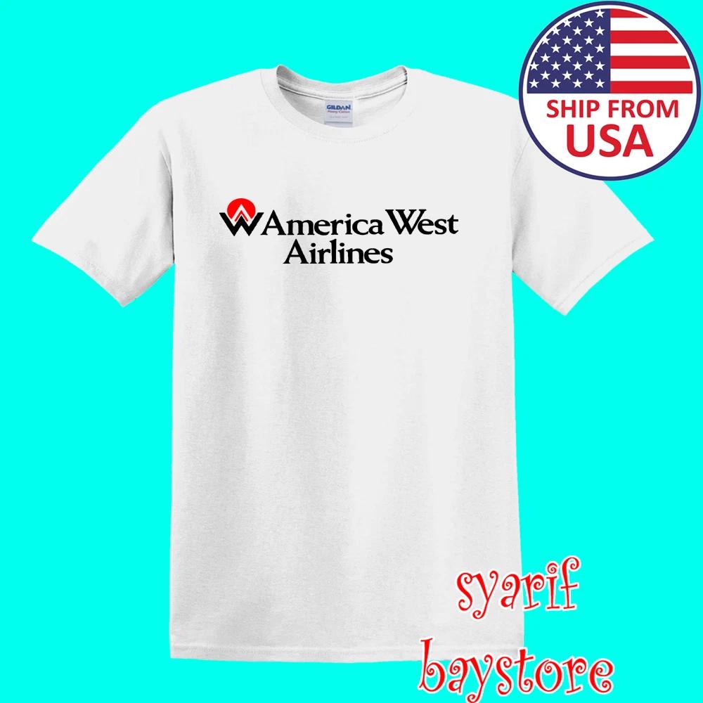Мужская белая футболка America West Airlines Размеры от S до 5XL L