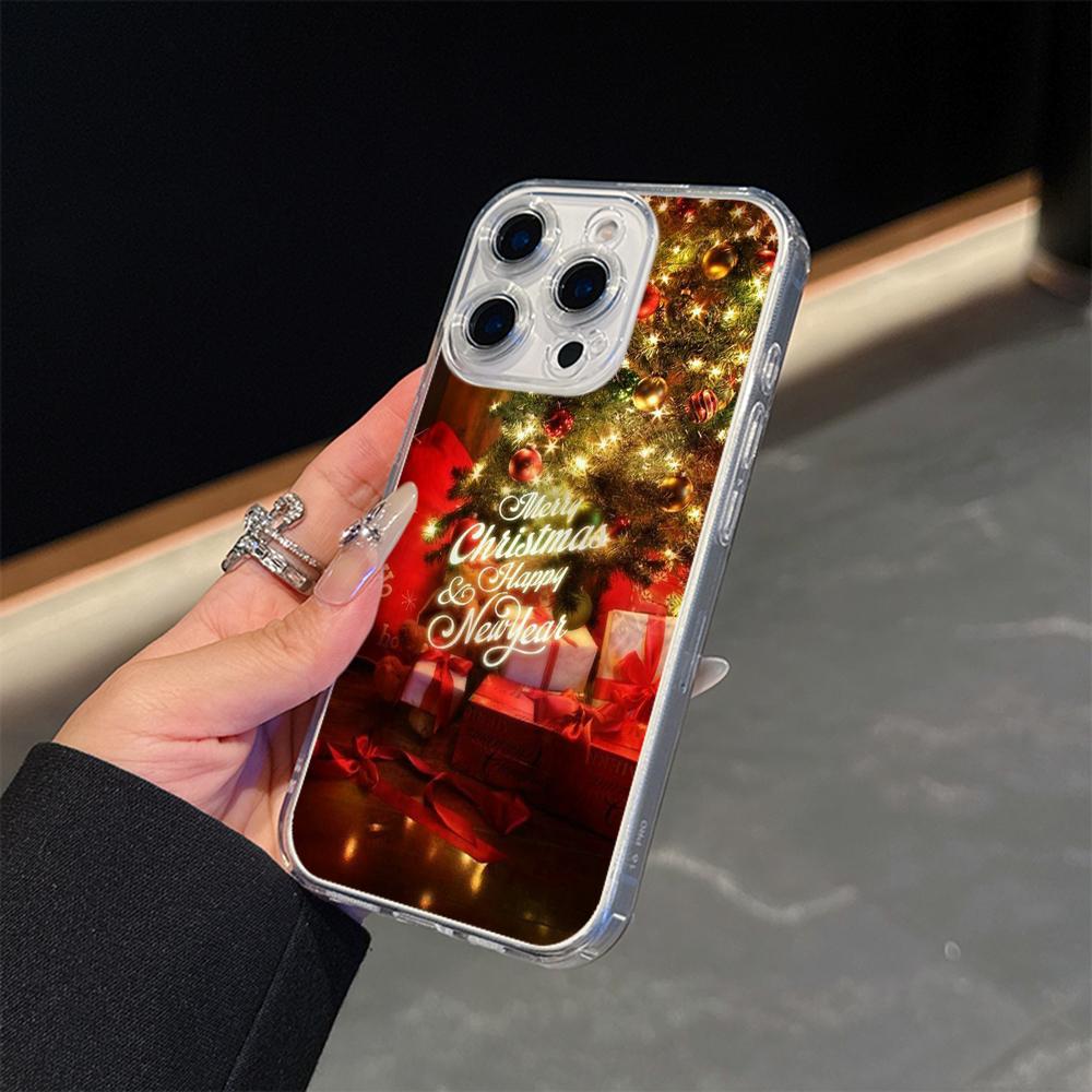 Ae115 Merry Christmas Happy New Year Magsafe Transparent Cases for Samsung S23 S24 Ultra S21 FE iPhone 16 Pro Max Magnetic Wireless Charge Back Cover