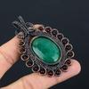 Lab-Created Emerald Gemstone Pure Copper Wire Wrapped Handmade Pendant Jewelry