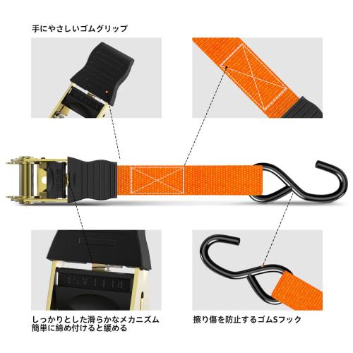Ohuhu Cargo Tie-Down Belts, 2m, 25mm Wide, 680kg Breaking Load, Maximum Working Load of 225kg, Tie-Down Belts, Lashing Belts, Easy To Use, for Moving