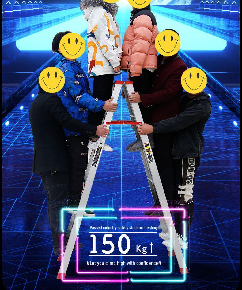 Thickened Aluminum Alloy Non-Slip Multifunctional Folding Herringbone Ladder for Home and Garden