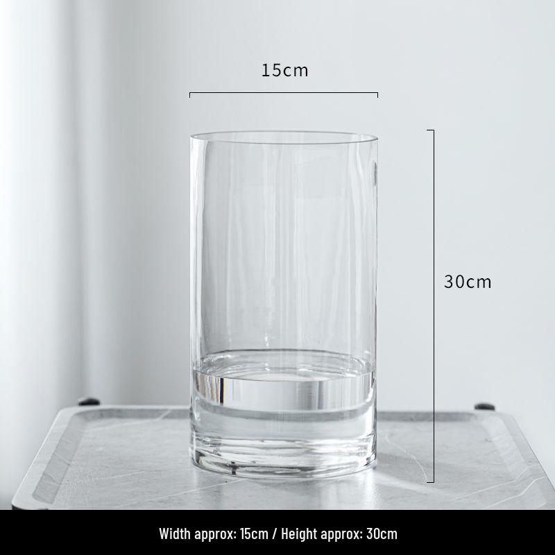Elegant Transparent Glass Vase for Home Décor – Large Straight Tube Design for Floral Arrangements