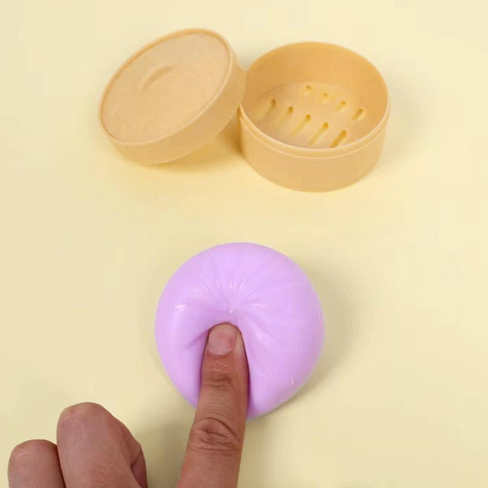 Steamed Bun Stress Relief Toy Slow Rebound Squishy Toy, Soft Elastic Fake Bun With Steamer, Portable Anxiety Relief Fidget Toy