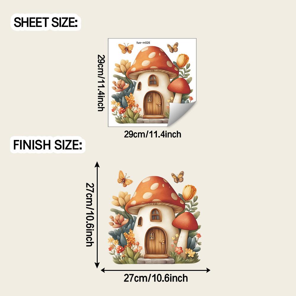 

Cartoon Mushroom House Flower and Butterfly Bathroom Home Decoration and Beautification Stickers