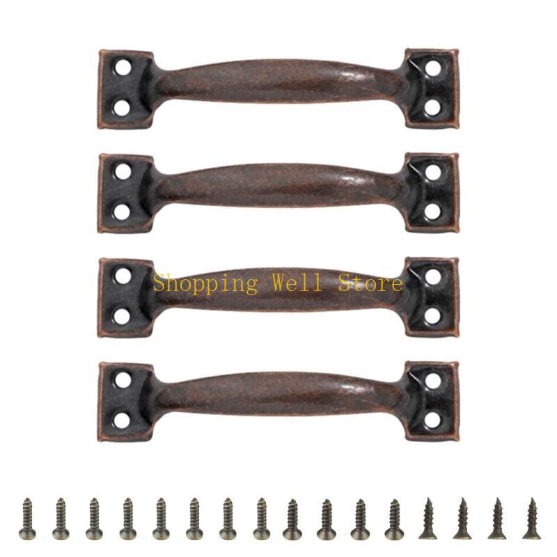 KX4B Set Of 4 Drawer Pulls for Kitchen Or Garage Cabinets Iron Barn Door Knob Handles