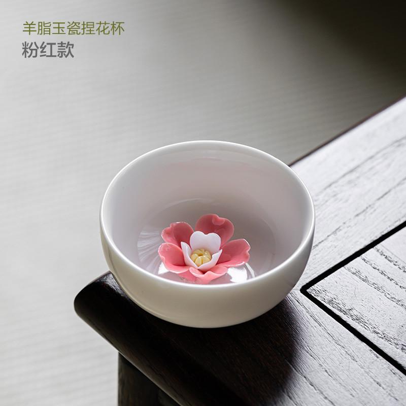 

80 мл Нефрит Бараний Жир Белый Фарфор Чайная Чашка Ручной Работы Цветок Мастер Чашка Изысканная Керамическая Чайная Чашка На Заказ Портативные Чайные Аксессуары 7.5x3.5cm 80ml