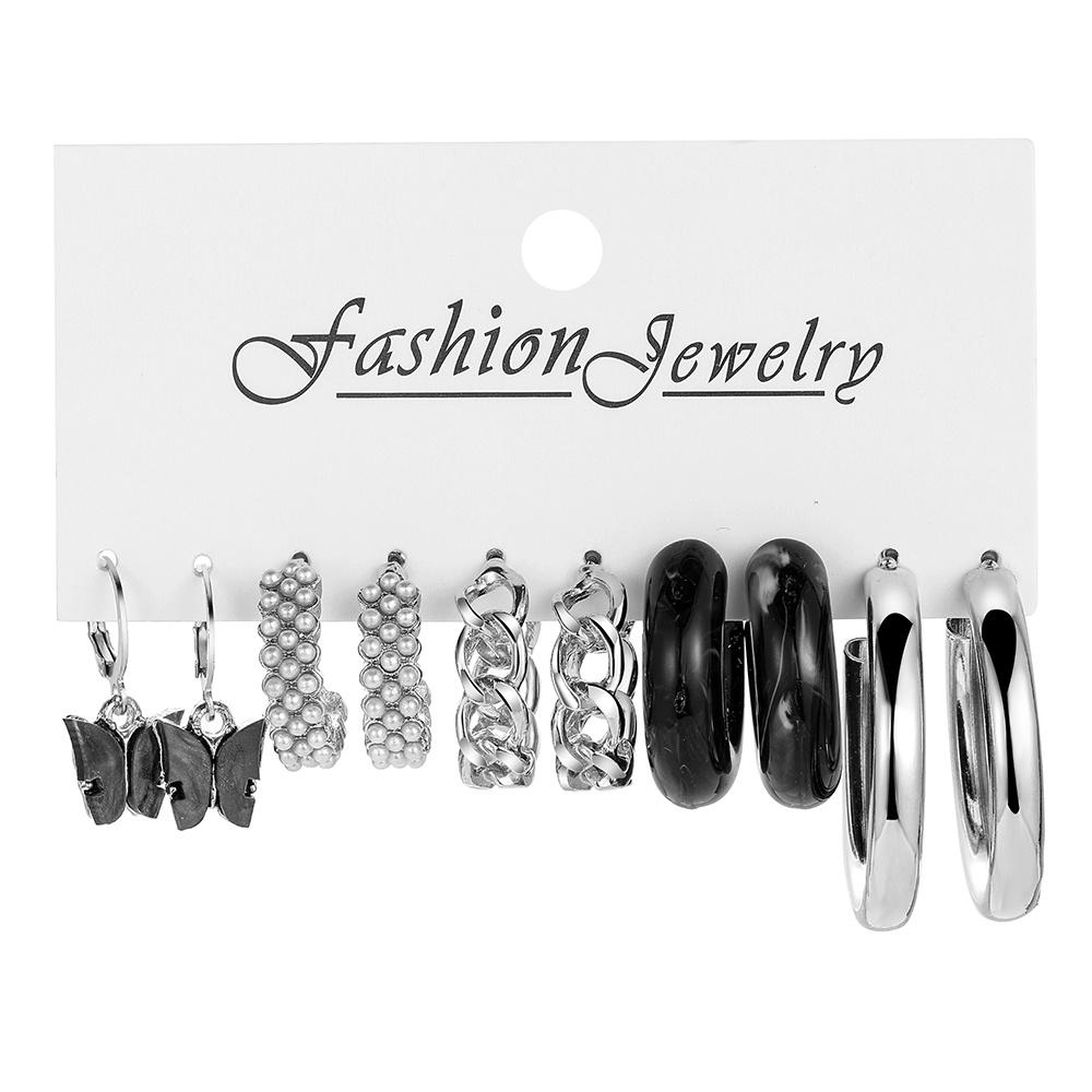 IF ME Fashion Resin   Earrings Set Checkerboard Heart Crystal Butterfly  Earring Women Jewelry Accessories