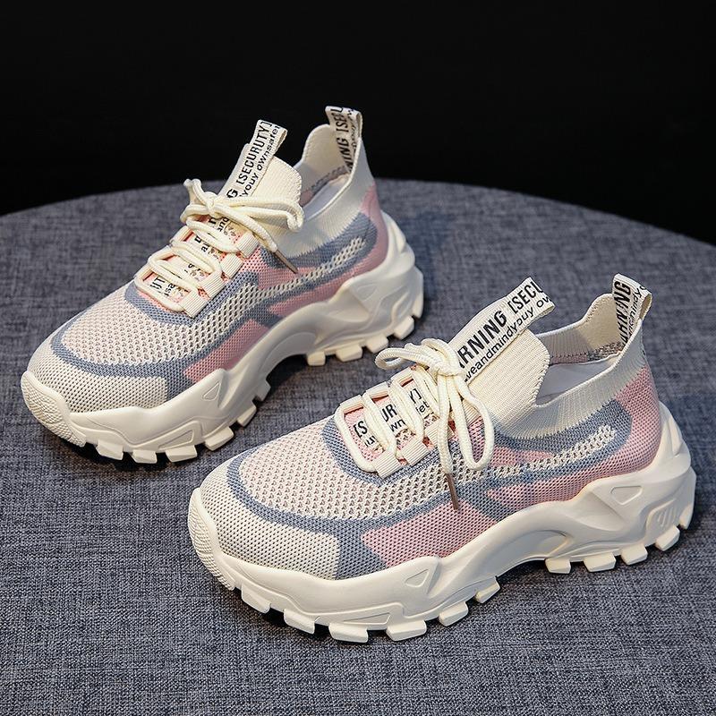 Platform dad shoes women's new fly-woven breathable sports shoes trendy casual women's shoes