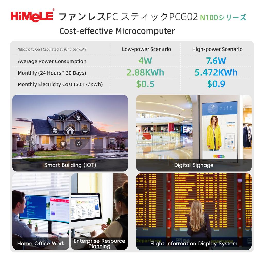 HiMeLE PCG02 Fanless Stick PC N100 Celeron 8GB 256GB Micro Mini Desktop PC with 4K Gigabit and Support for and Home Use Mini, RAM, RAM, HDMI, 60Hz,