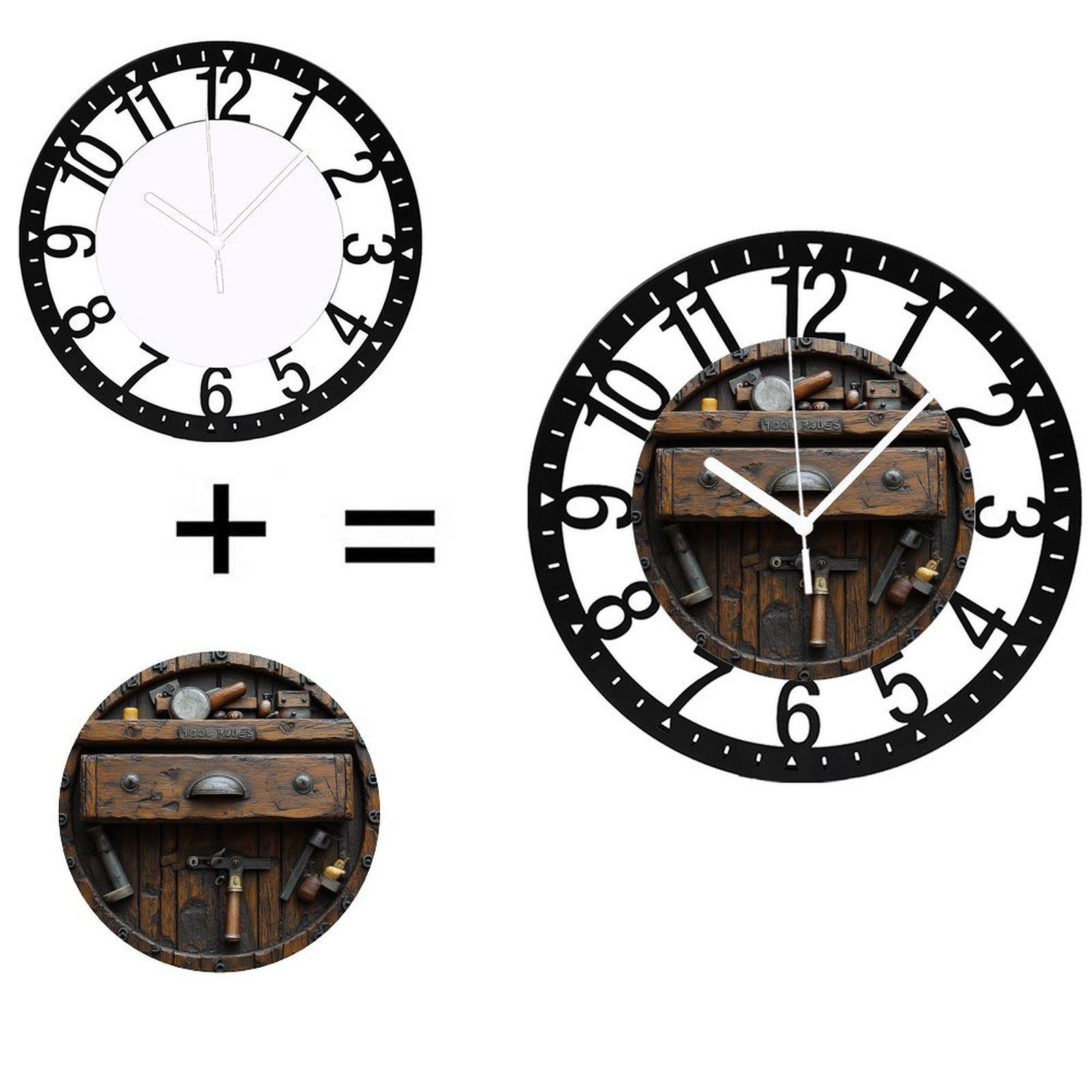 25cm Round Iron Clock that Projects the Time onto a Wall or Ceiling (Black,10 inch(25.40cm)) чёрный