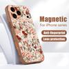 Mädchen Blumenmuster Hülle Für iPhone 17 Pro Max Funda iPhone 16 15 14 13 Pro Max Magnetisch Für Magsafe Hybrid Schlank Mattes Cover