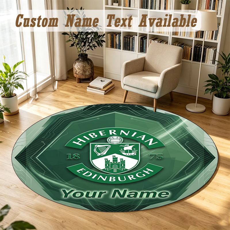 Round Rug Custom NameHibernian FC Pattern Non Slip Carpet Home Floor Decor