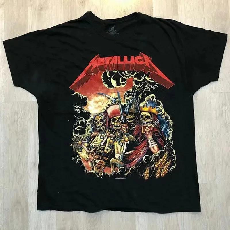 Vintage Mens T-Shirts 100 Cotton Lightning Print Summer Oversized T Shirt Metal Rock Band Women Tees Men's Clothes Free Shipping