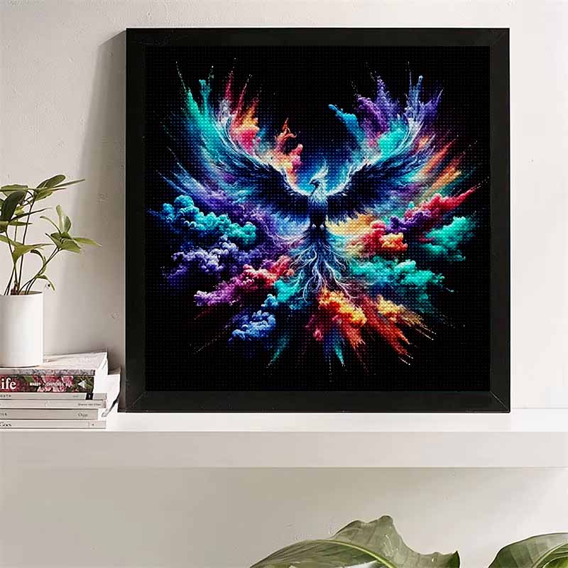 

New Arrival 5D DIY Full Circle Diamond Painting Colorful Clouds and Phoenix Embroidery Cross Stitch Home Decor Gift 20x20cm