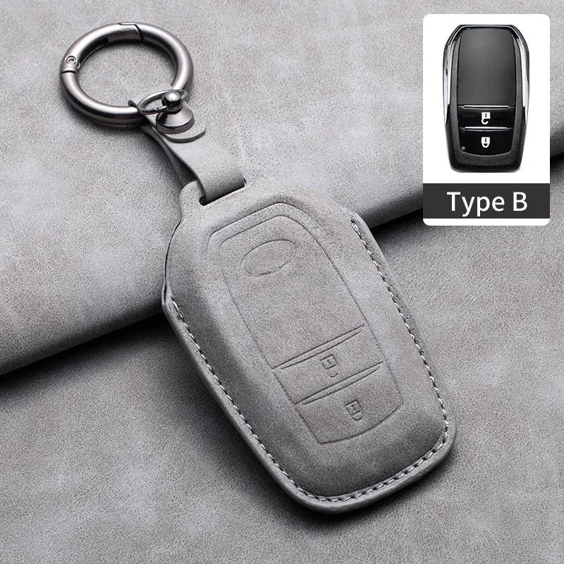Leather Car Key Case Cover Holder Keychain Shell for Toyota CHR Hilux Fortuner Land Cruiser 200 Camry Corolla Crown RAV4