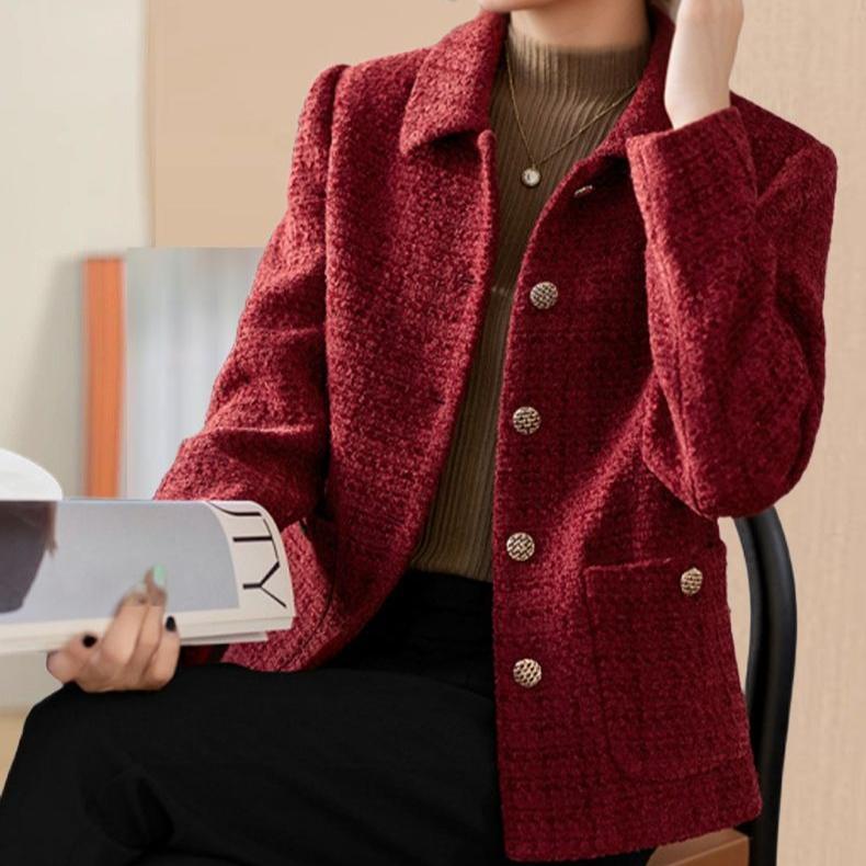 Casual Elegant Short Women's Blazer Jacket Notched Collar Autumn Winter Cotton Added Fashion Retro Style Full Sleeve Coat