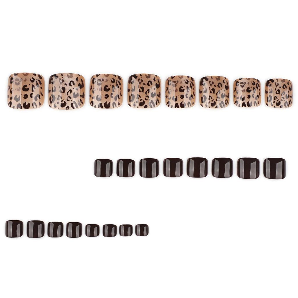 Leopard Print Cat Eye Square Toe Nail Tips - Simple, Short, Wearable False Nails