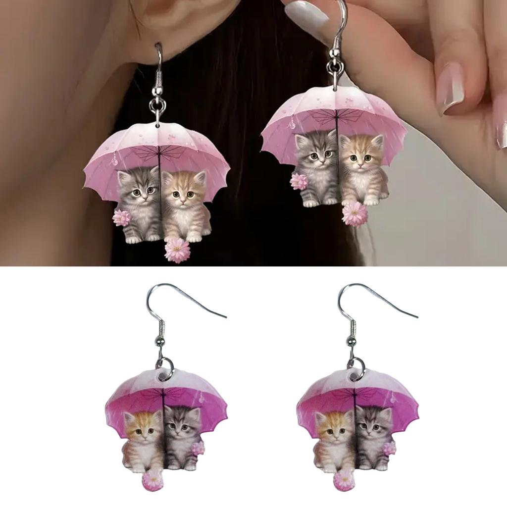 Dangle Earrings Drop Earrings Cat Pendant Earrings Acrylic Texture Fashion Ear Jewelry Present for Fashion Girls