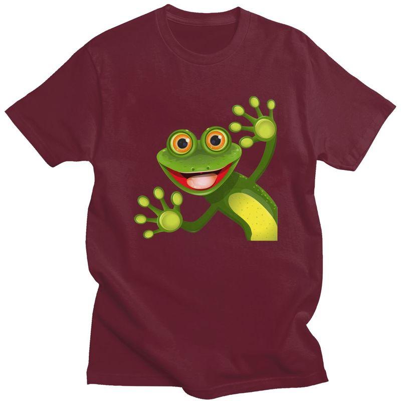 Custom Happy Frog T Shirts for Men Pure Cotton Tees Tshirt Short Sleeve Casual Tshirt Clothing