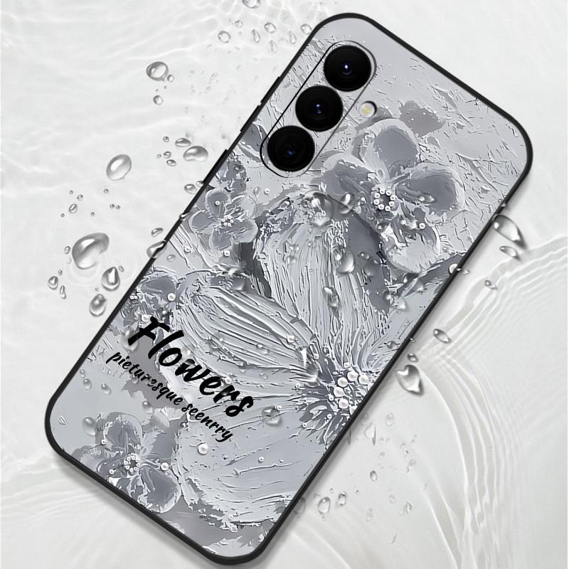 Custodia morbida con motivo floreale ad olio per Samsung S24 S23 S22 Ultra S21 S20 FE A55 A54 A35 A34 S25 S26 con cinturino Lanyard Protezione lente antiurto Cover per telefono