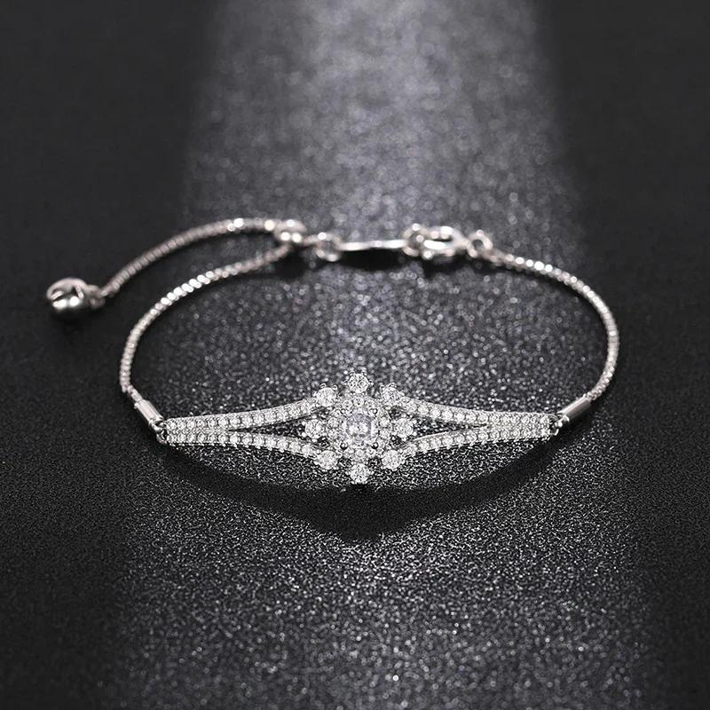 Huitan Fashion Luxury Bracelets for Women Wedding Ceremony Accessories with Brilliant Cubic Zirconia Gorgeous Jewelry for Female