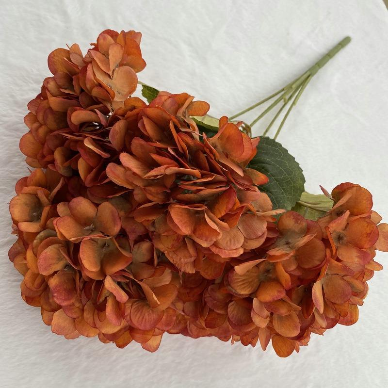 

4pcs Simulation 5-heads Hydrangeas Bouquet Hotel Decor Silk Fake Flower Artificial Hydrangea Restaurant Decoration Blue Flowers