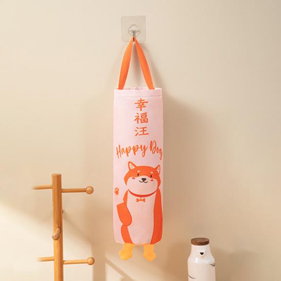 Waste Bag Organizer with Lanyard Bottom Opening Smooth Extraction Space-Saving Cartoon Pattern Garbage Bag Organizer Kitchen Supply
