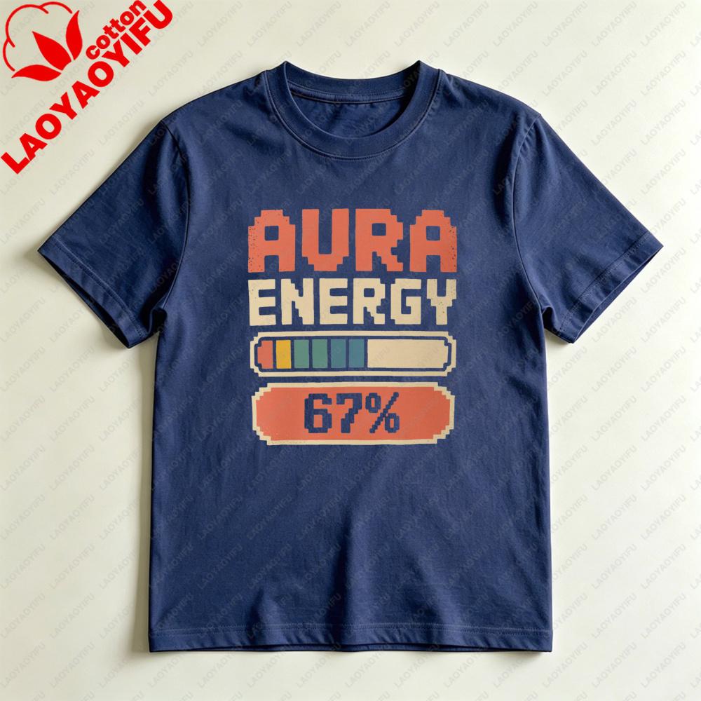 Aura Energy Pixel Design Unisex Tshirt Cotton Short Sleeve Casual Fashion Harajuku Aesthetic Summer Top Gift For Her