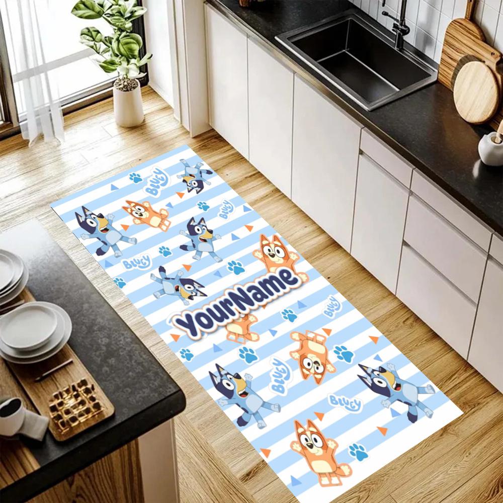 Bluey Customize Your Name Kitchen Rug Runner Rug Laundry Mat Hallway Entryway The Best Gift Choice