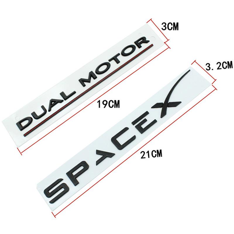 Auto 3D ABS SpaceX Dual Motor Buchstaben Logo Stamm Körper Abzeichen Emblem Aufkleber Hohe Leistung Aufkleber Für Tesla Modell Y 3 X