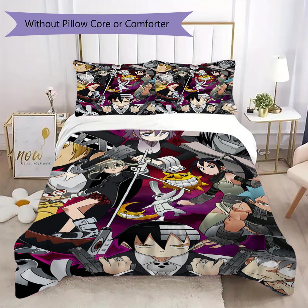 Soul Eater Pattern Bedding uilt Set uilt Cover Pillowcase Home Decoration Birthday Gift (1 * duvet cover + 2 * pillowcase without core)173